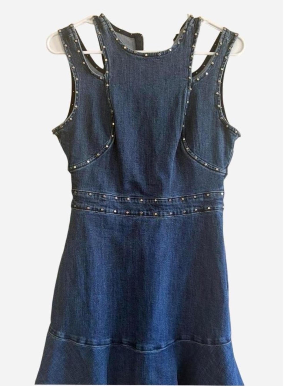 bebe Denim Mini Dress with Stud Trim
